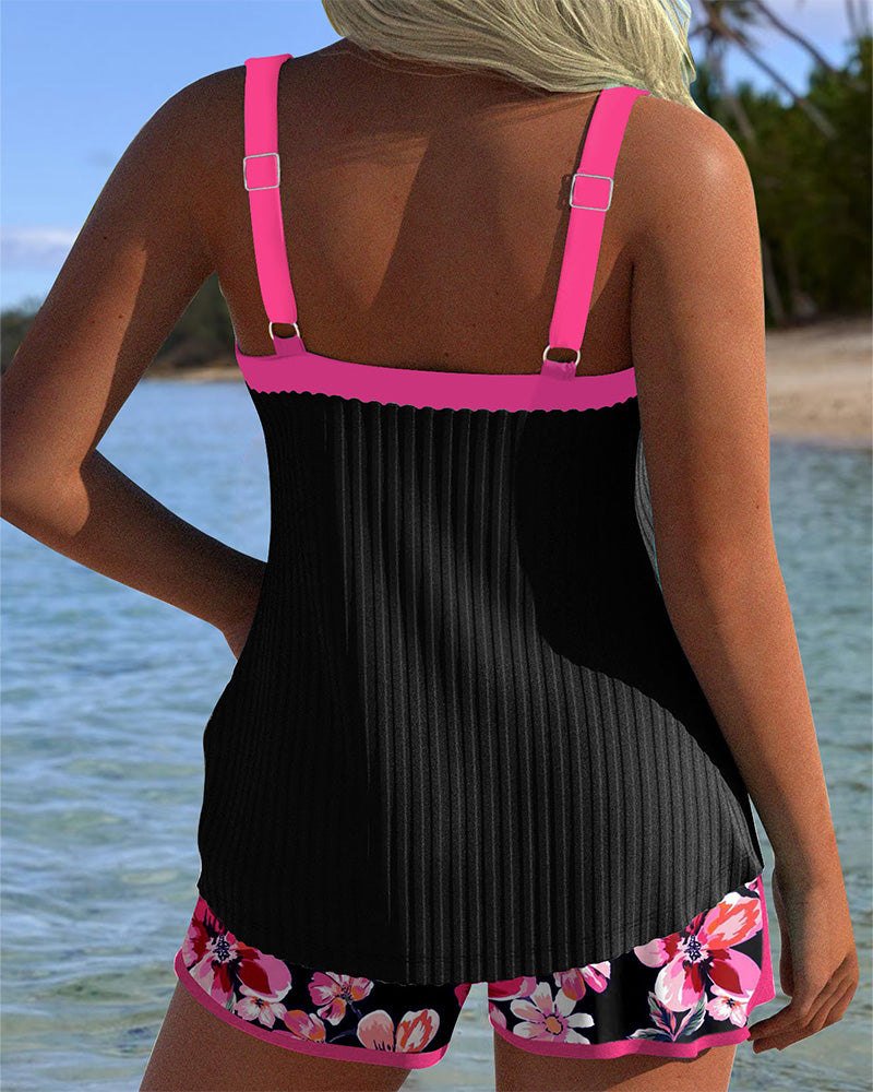 Tankini V-Hals Trykket Sportsbokser