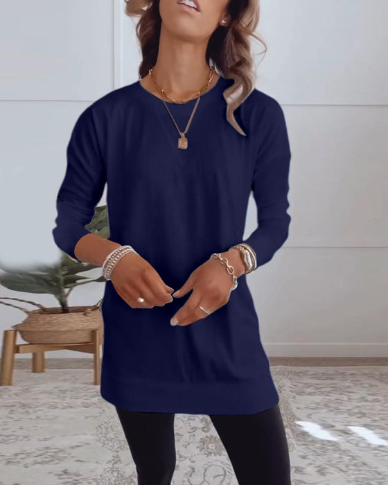 Ensfarget topp langermet casual