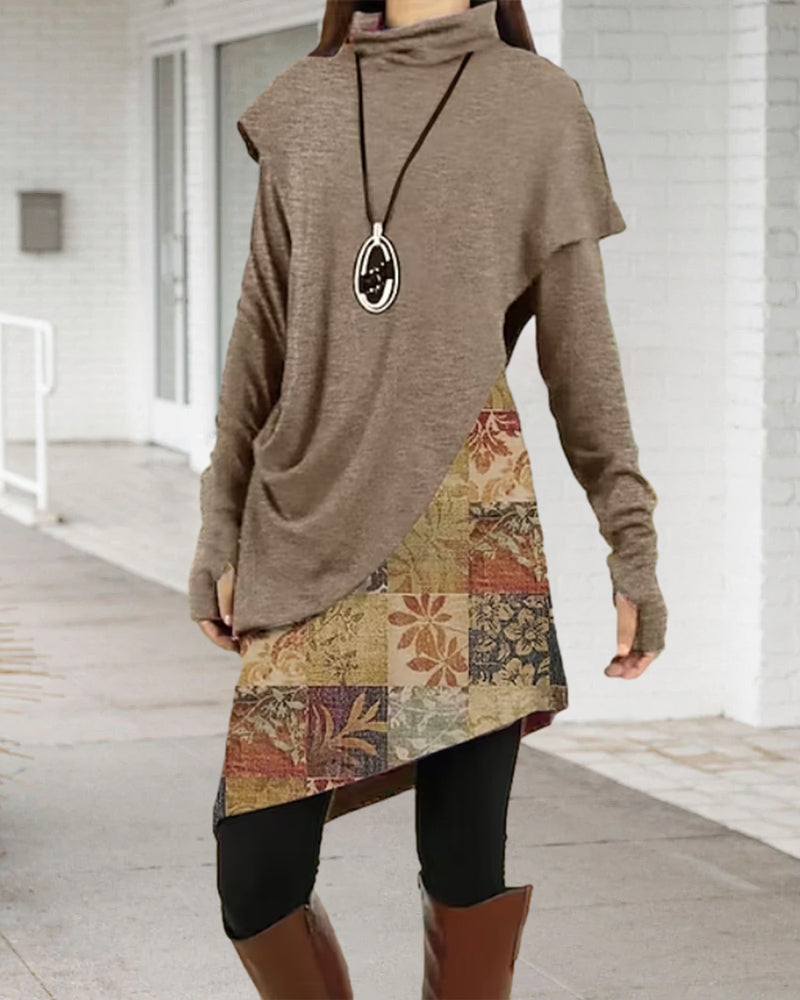 Retro Kjole Med Patchwork