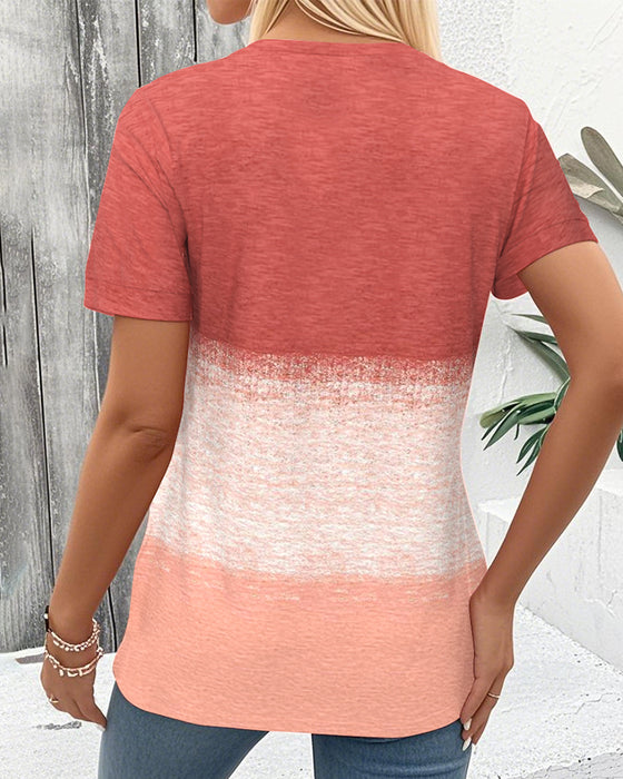 Bluse Rund hals Kontrast Kortermet