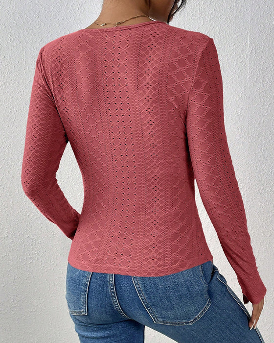 Langermet Topp V-hals Spetspanel