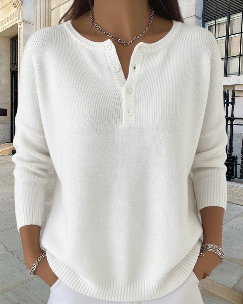 Langermet Ensfarget Cardigan Med Knapper