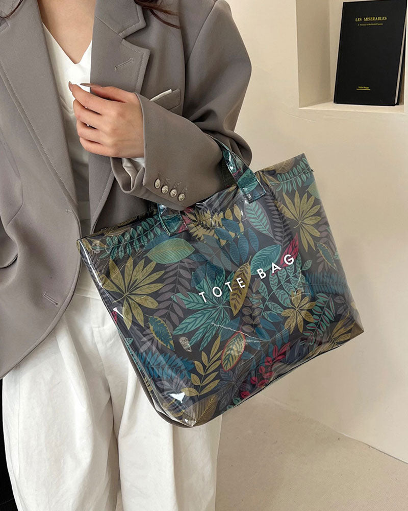 Tote Bag Dame Kamouflasje Og Bladtrykk