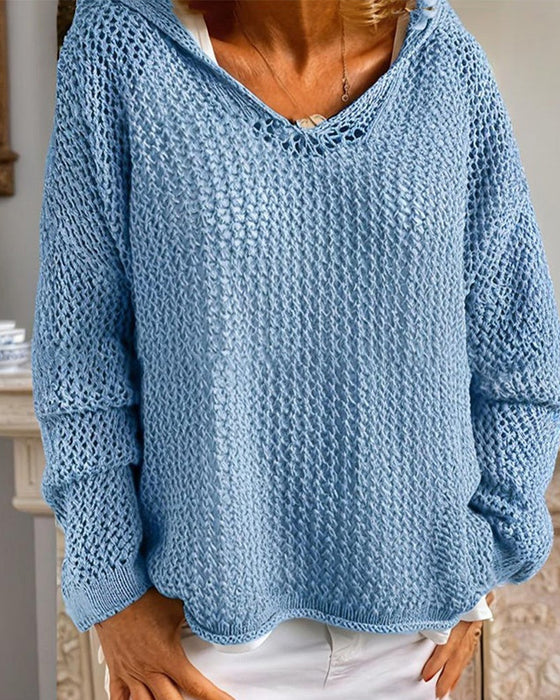 Dametopper Heklet Hullete Med Hette Langermet