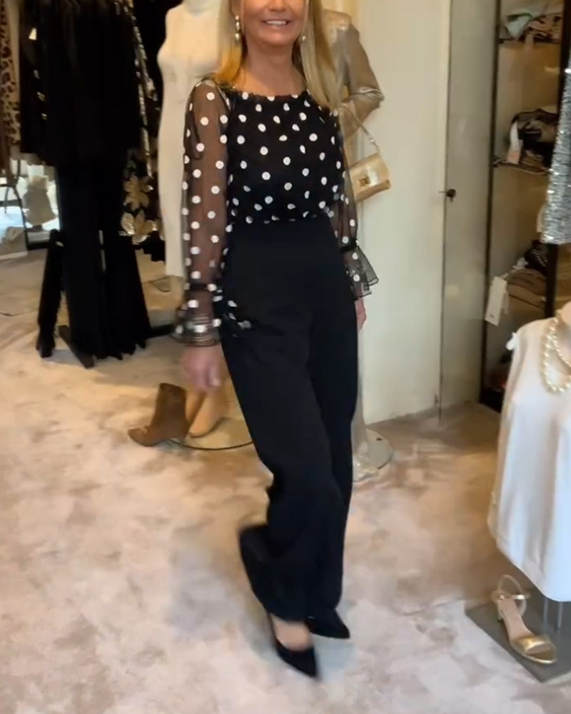 Bluse Casual Gjennomsiktig Polkadot