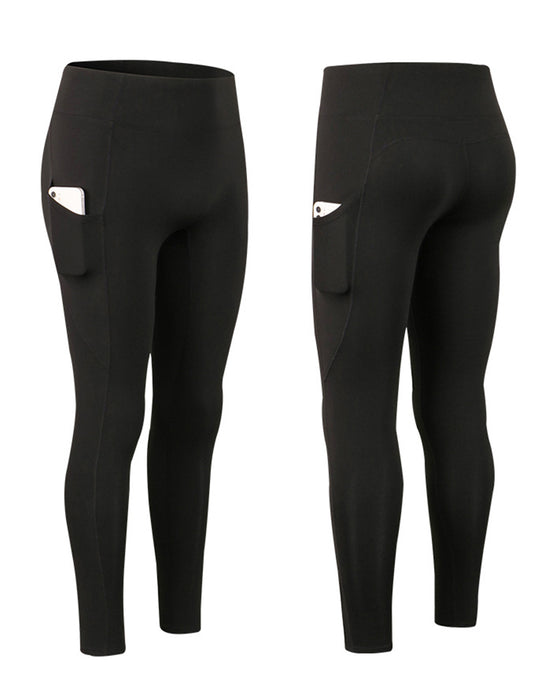 Ensfargede leggings med fleecelommer