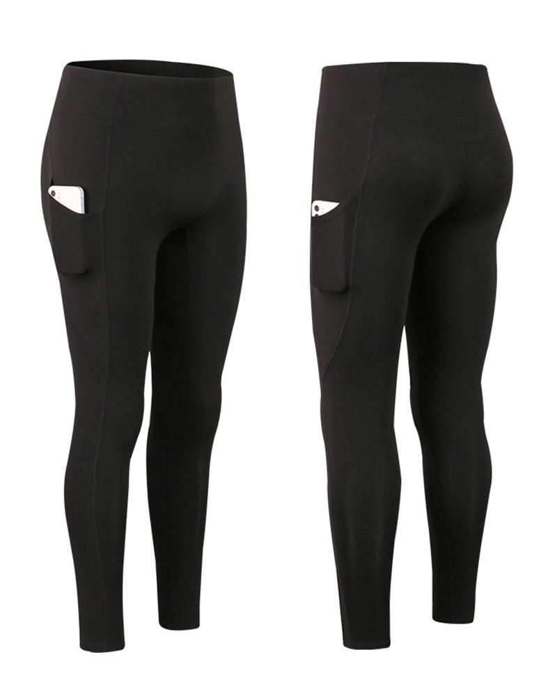 Ensfargede leggings med fleecelommer