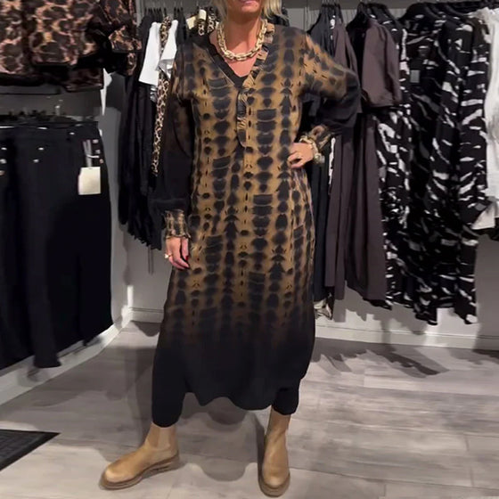 Langermet kjole med V-hals