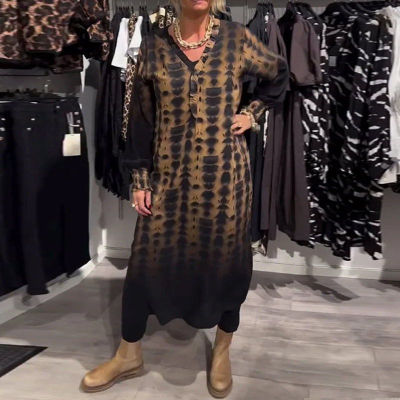 Langermet kjole med V-hals