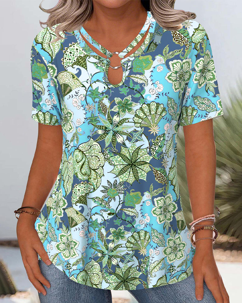 Bluse Kortermet Blomstrete Allsidig