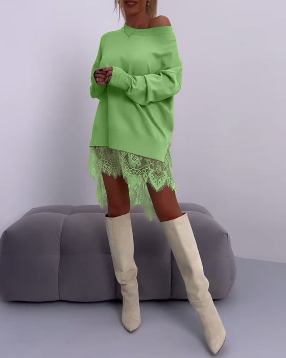 Ensfarget off-shoulder genser med smal passform