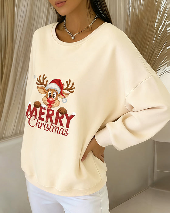 Trykt Løysittende Langermet Sweatshirt