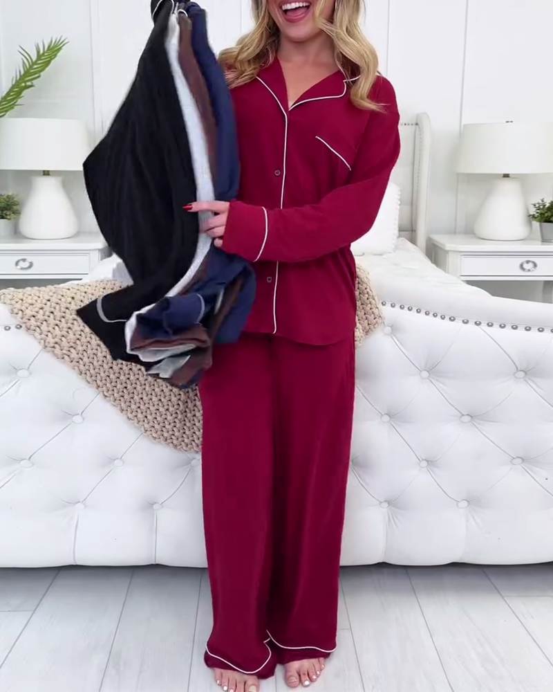 Todelt sett med langermet pyjamas