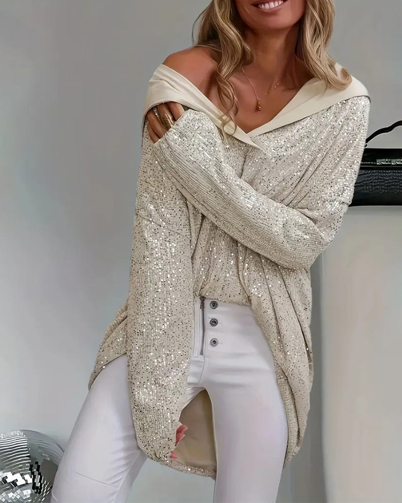 Genser Dame Glitre Glitter Loose-Fit