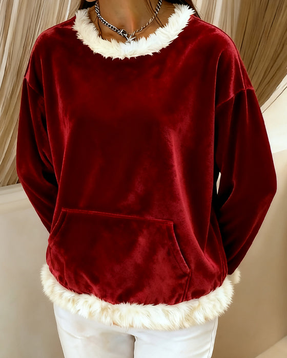 Helfarget Langermet Sweatshirt Med Lappverk