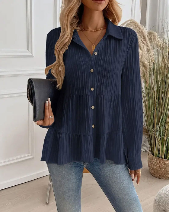 Elegant Skjorte Med Jakkeslag Og Markert Midje