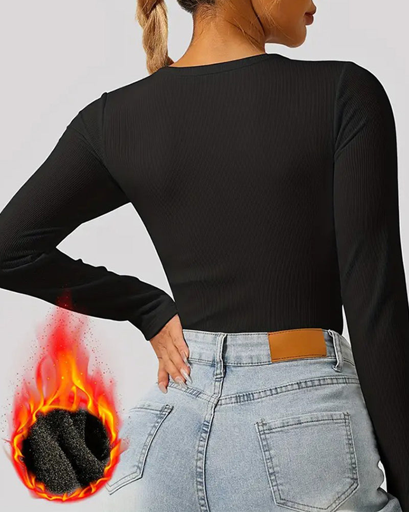 Topp Chic U-Hals Polstret Ribbet