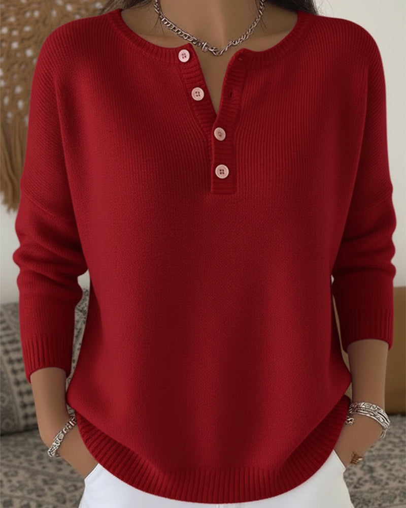 Langermet Ensfarget Cardigan Med Knapper
