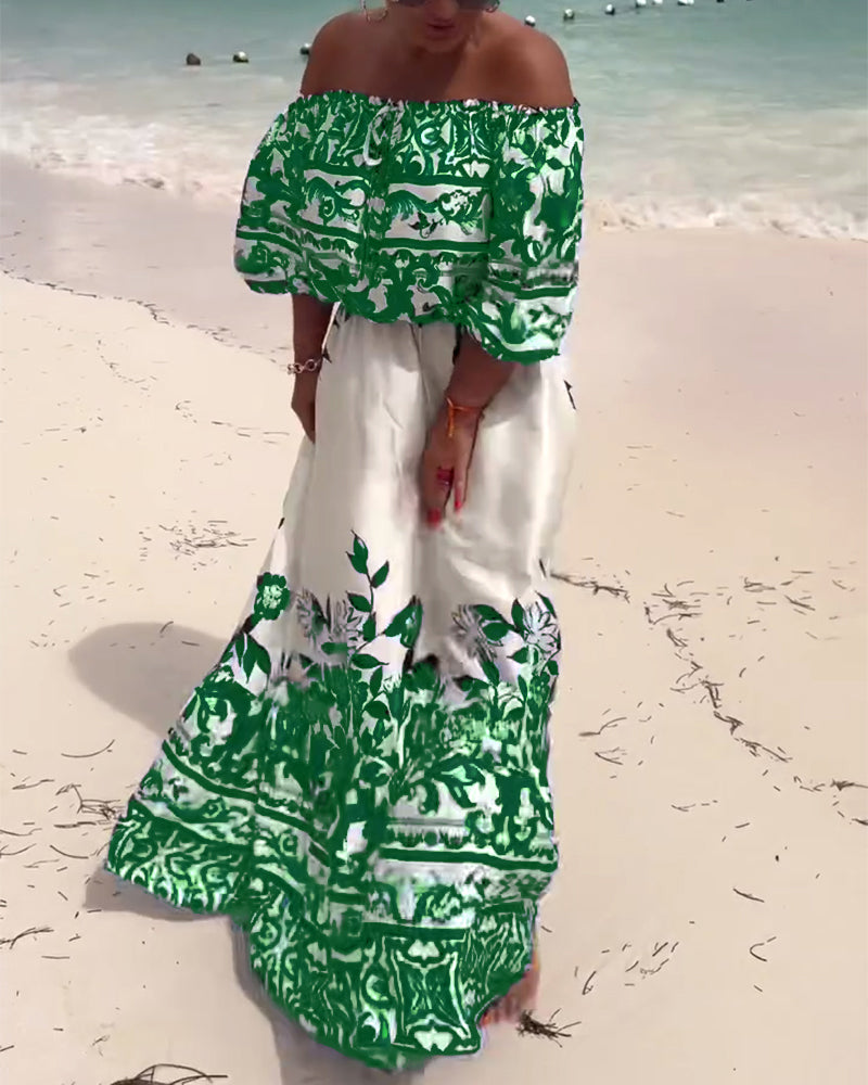 Kjole Off-Shoulder Trykt Resort