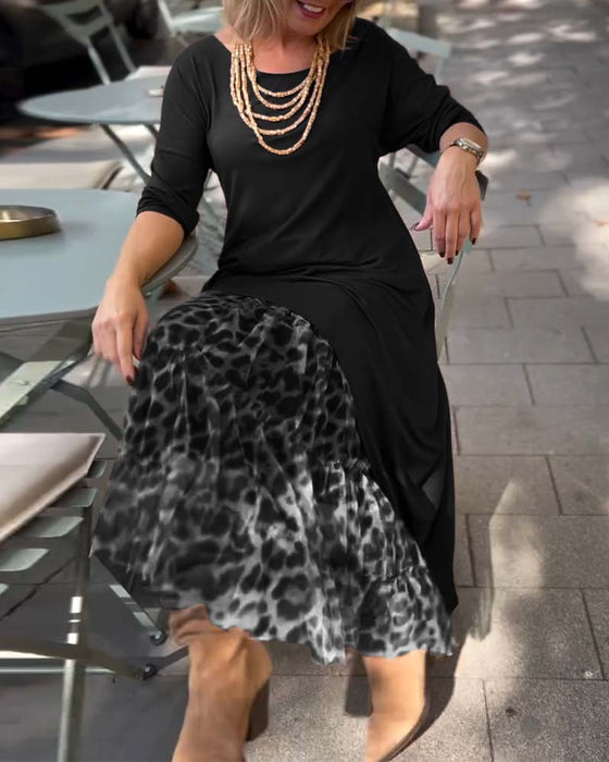 Kjole Langermet Solid Farge Uregelmessig