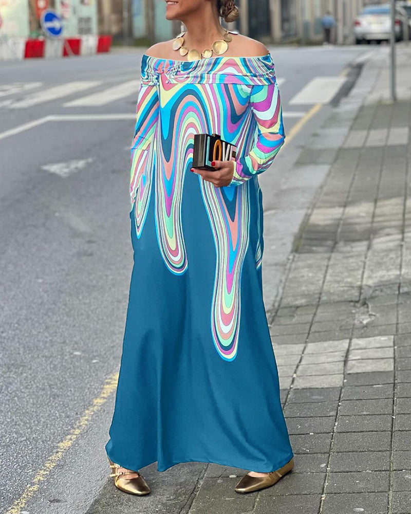 Langermet elegant maxikjole off shoulder
