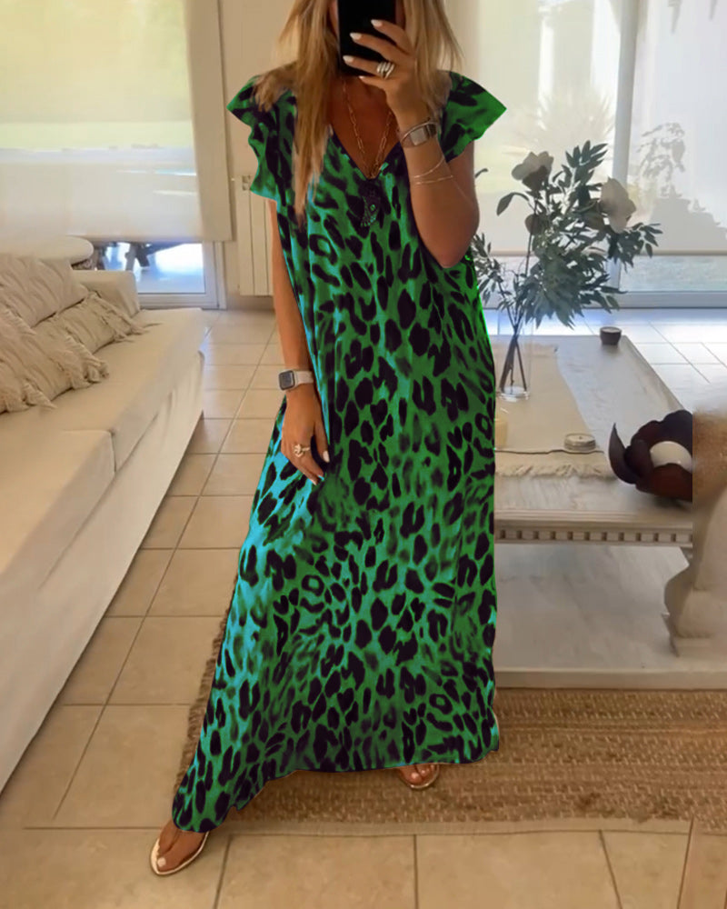 Kjole med korte ermer og retrostil