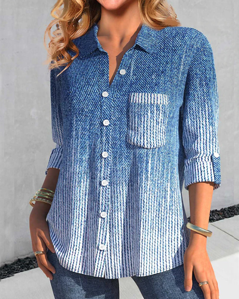 Breasted Bluses med lomme