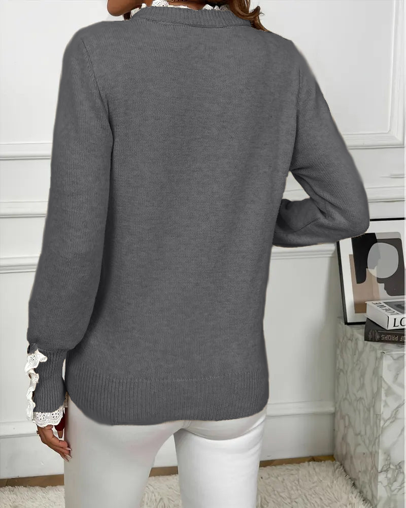 Elegant Genser Med Blondedetaljer