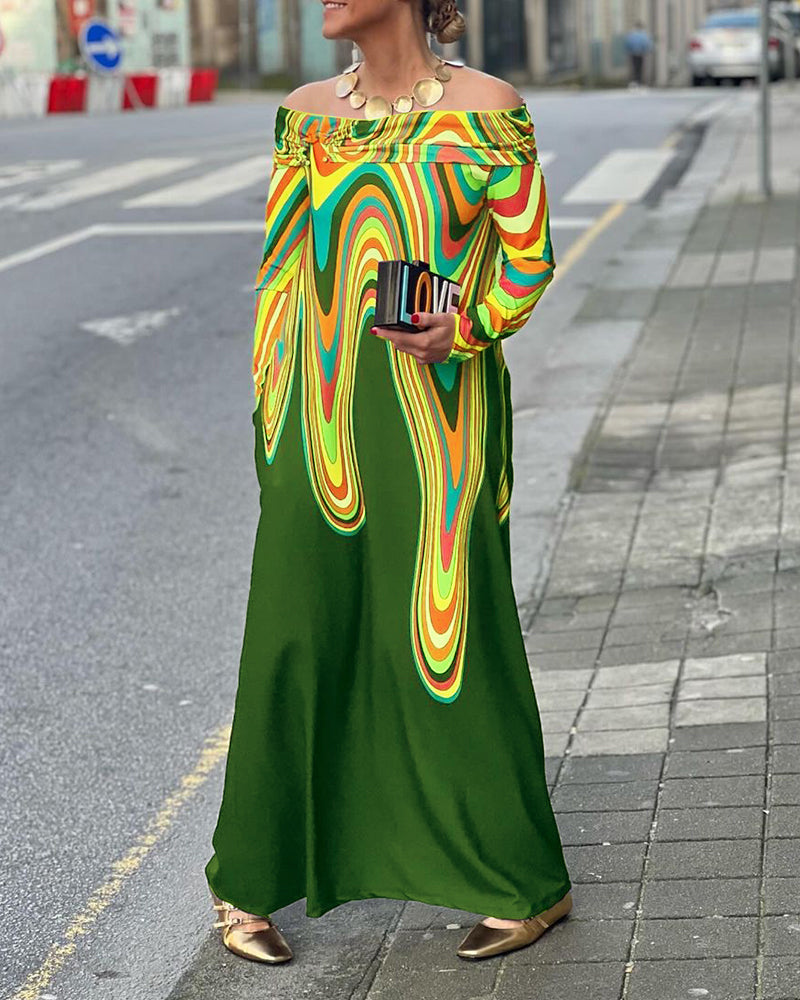 Langermet elegant maxikjole off shoulder