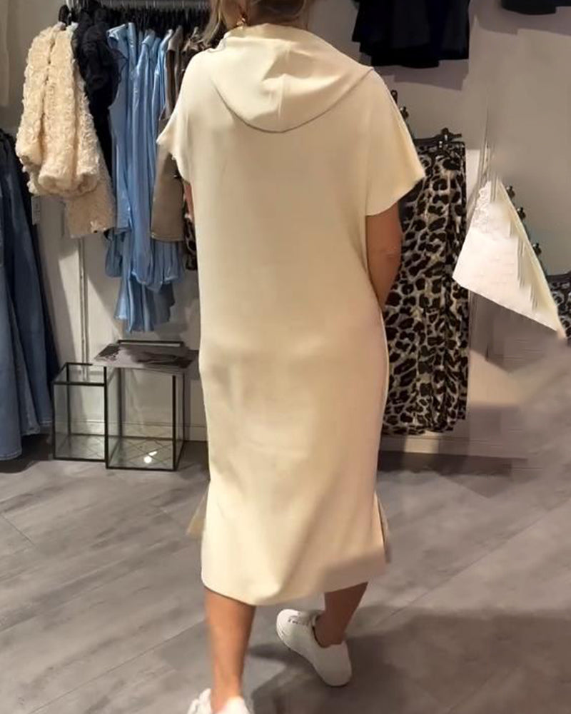 Kjole Med Hette Casual Snøring