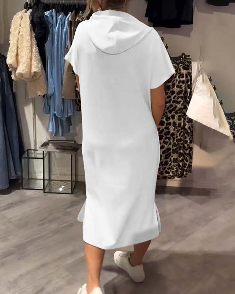 Kjole Med Hette Casual Snøring