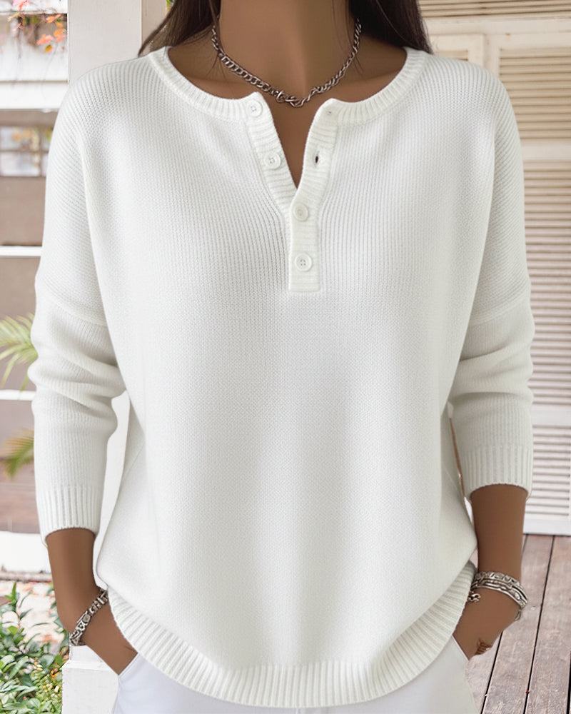 Langermet Ensfarget Cardigan Med Knapper