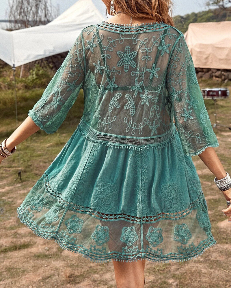 Smock V-Hals Blondebrodert