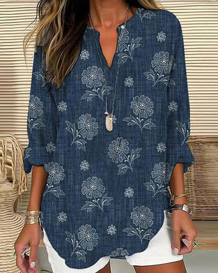Casual bluse med blomstertrykk
