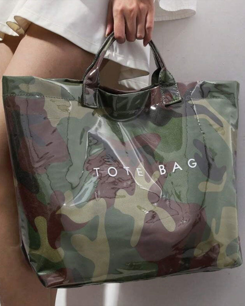 Tote Bag Dame Kamouflasje Og Bladtrykk