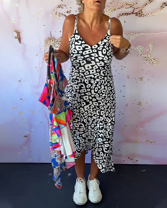 Cami kjole med retro print og patchwork