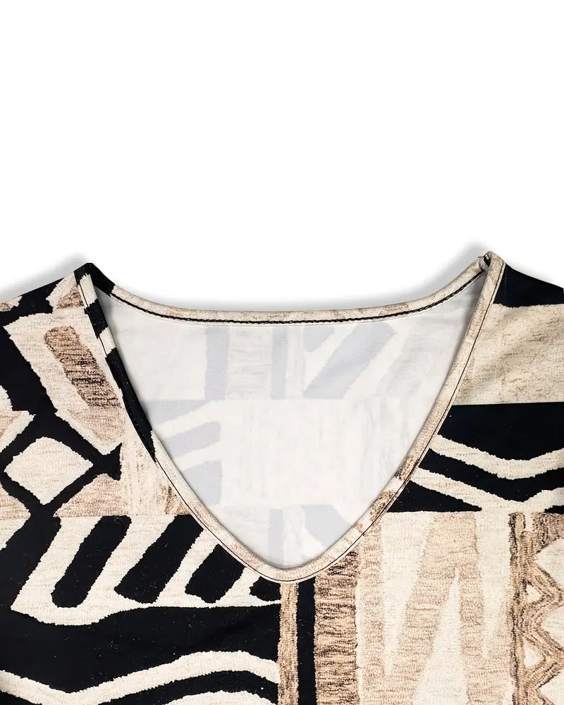 Top Med Vintage Stil, Geometrisk Mønster Och Trykt Detalj