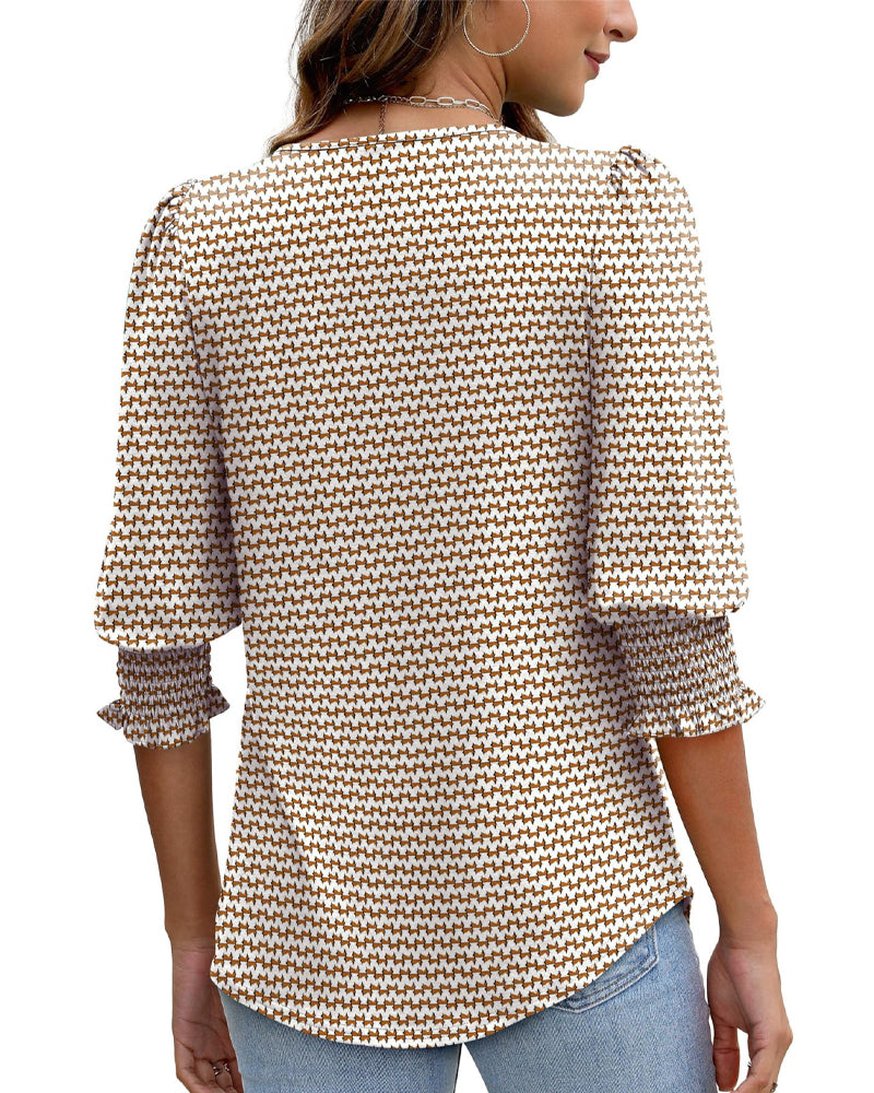 Bluse Pufferm Trykt