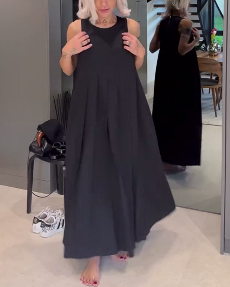 Elegant tankkjole med solid farge og fold