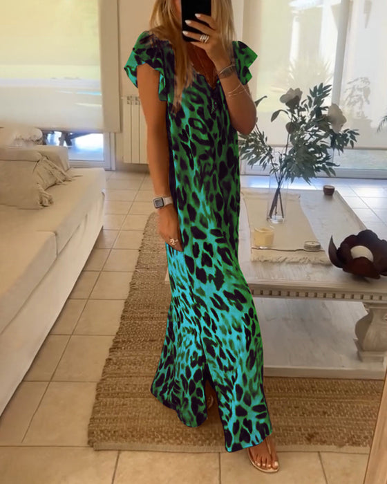 Kjole med korte ermer og retrostil