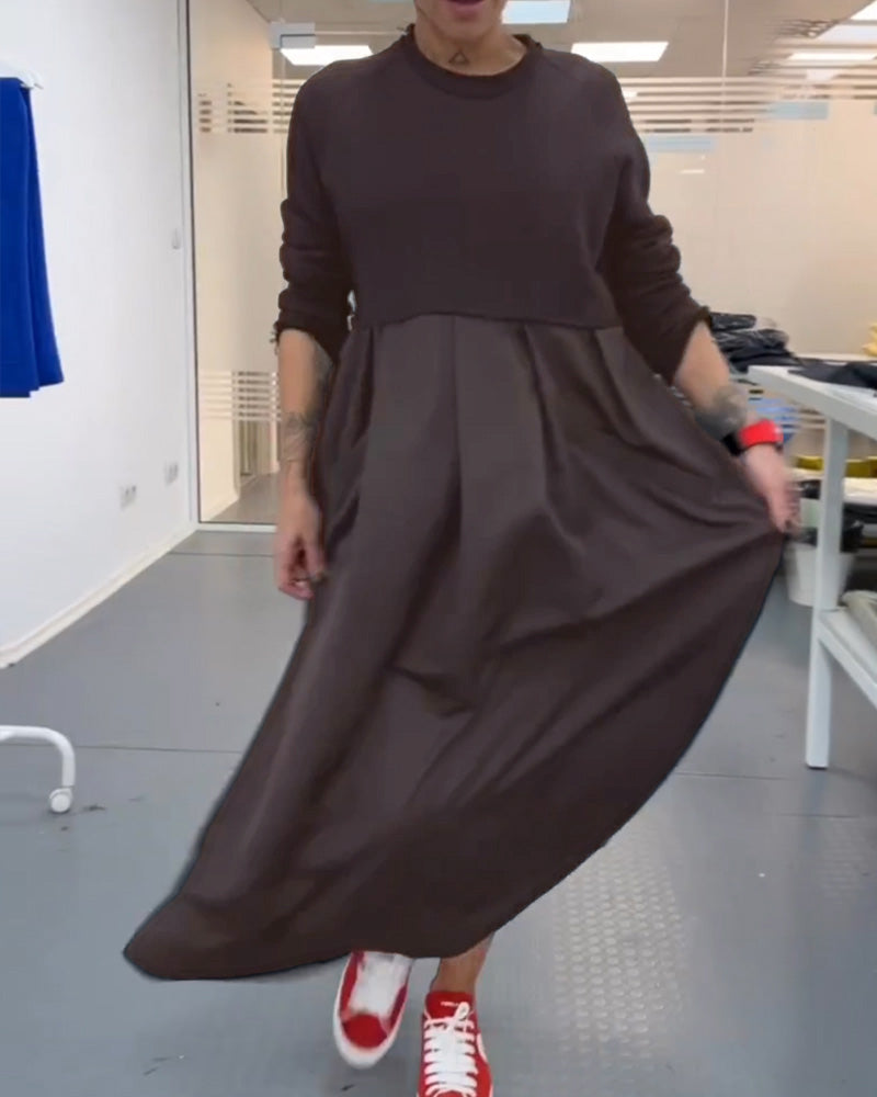 Maxi ensfarget fritidskjole