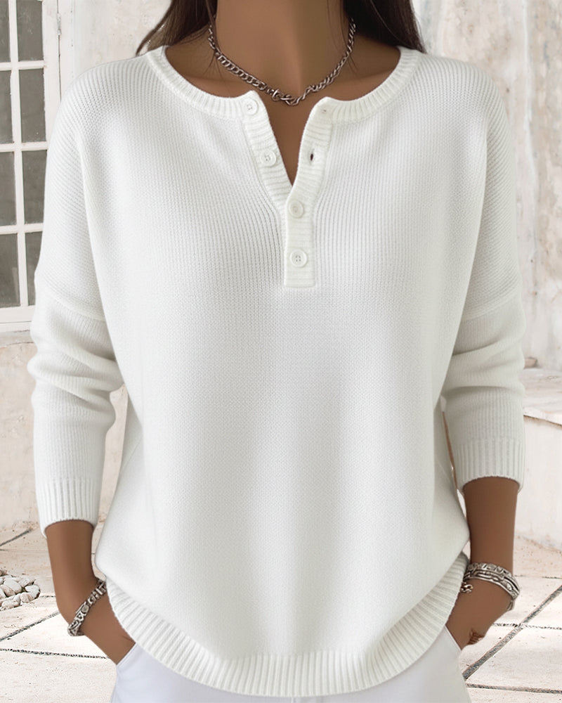 Langermet Ensfarget Cardigan Med Knapper