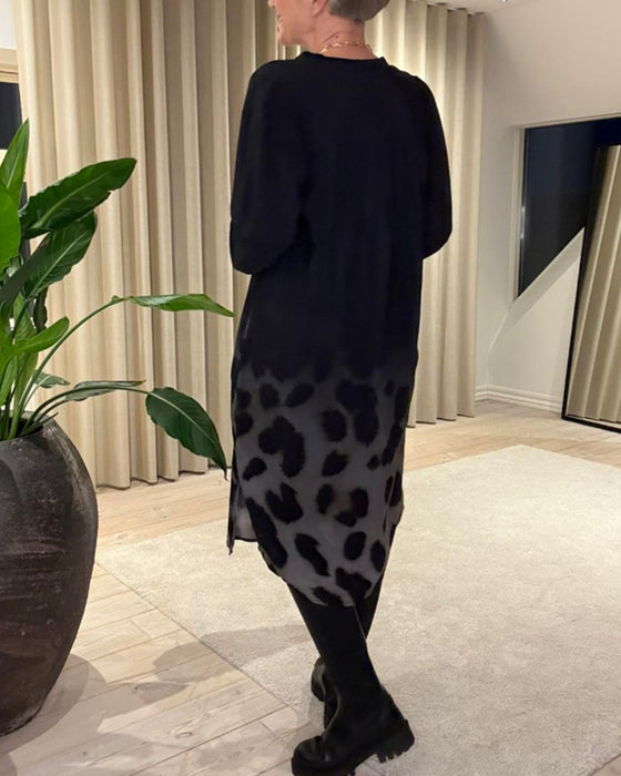 Kjole Langermet Løs Printed