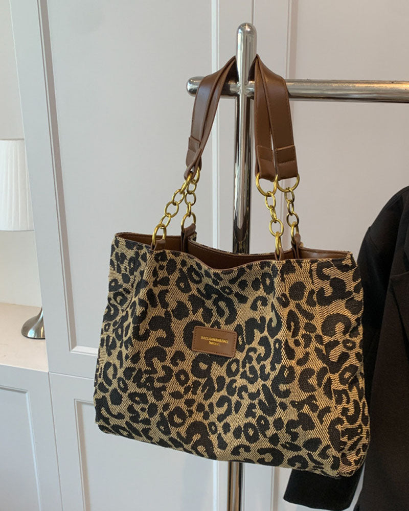 Skulderveske med leopardmønster