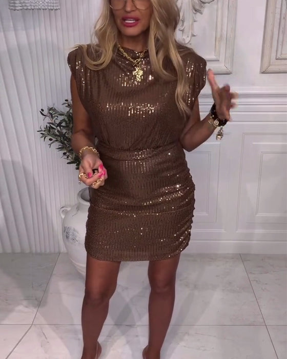 Paljettkjole Uten Ermer Med Midjepassform