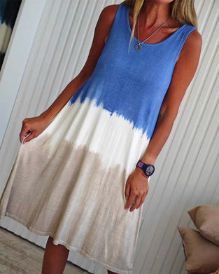 Kjole tilfeldig ermeløs tie-dye