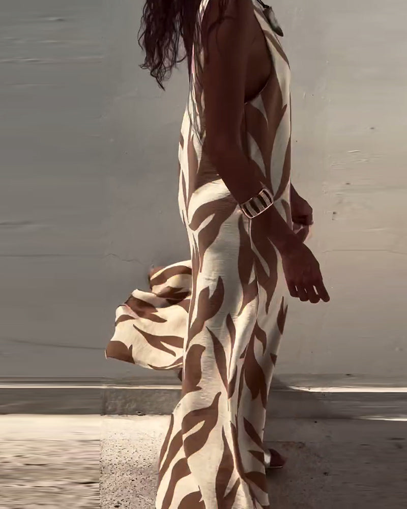 Kjole Ermeløs Ryggløs Trykt