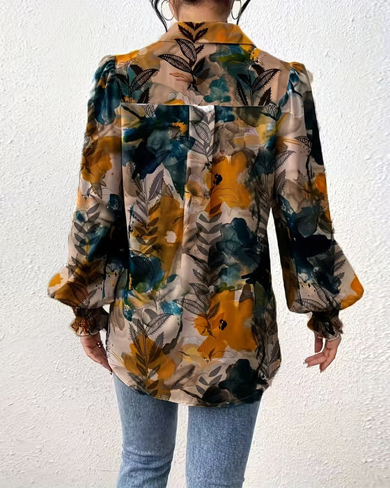 Bluse Rynket Langermet Trykt