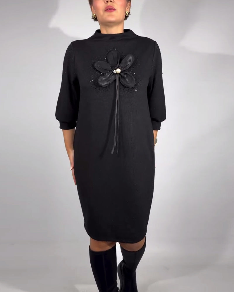 Kjole 3D Blomstermønster Moteriktig