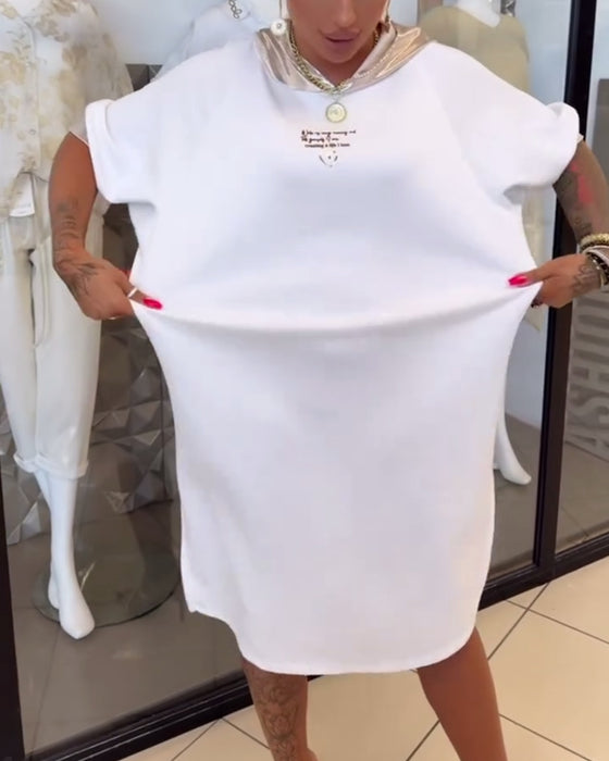 Kjole Hette Ensfarget Løs Splitt